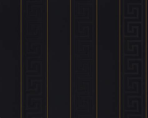 Versace Greek Key Stripe Black & Gold Wallpaper 935244